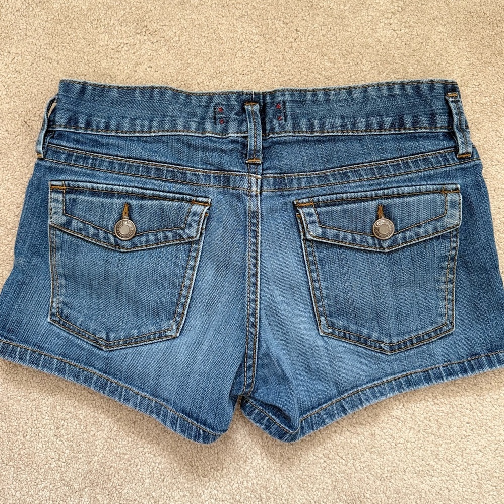 Vintage Y2K Old Navy Jean Shorts Double-Button Ultra Low Rise Denim Shorts - Picture 3 of 5